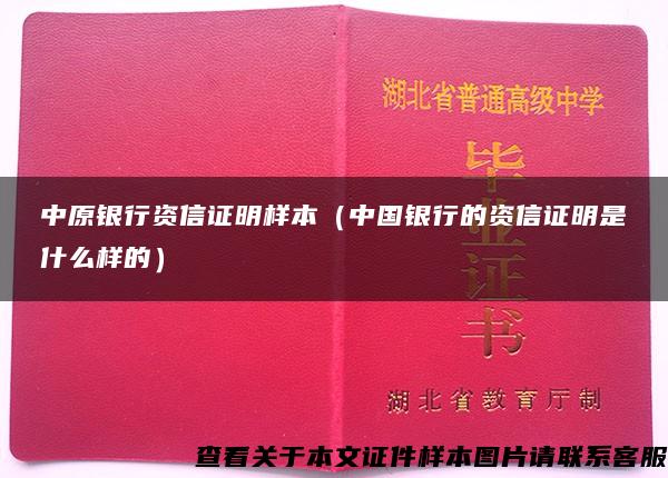 中原银行资信证明样本（中国银行的资信证明是什么样的）