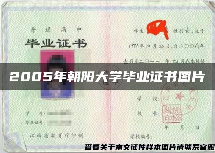 2005年朝阳大学毕业证书图片