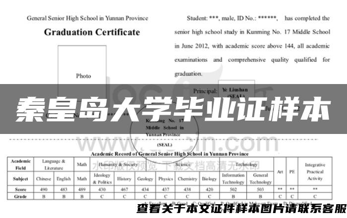 秦皇岛大学毕业证样本