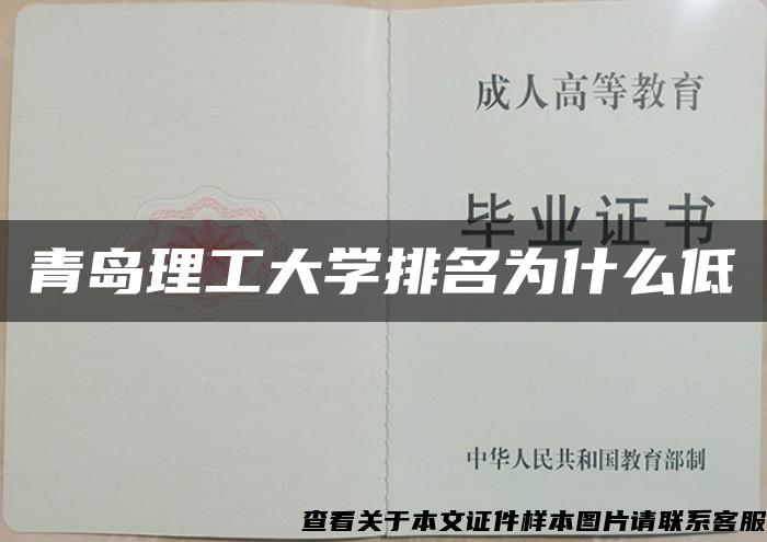 青岛理工大学排名为什么低