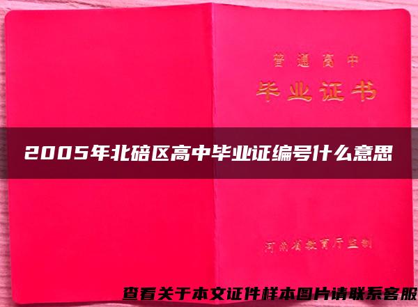 2005年北碚区高中毕业证编号什么意思