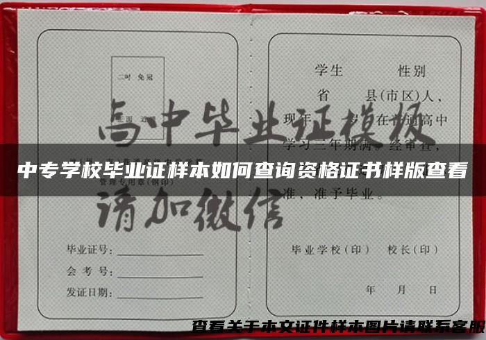 中专学校毕业证样本如何查询资格证书样版查看