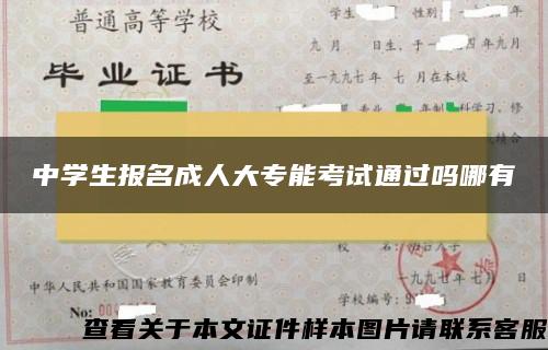 中学生报名成人大专能考试通过吗哪有