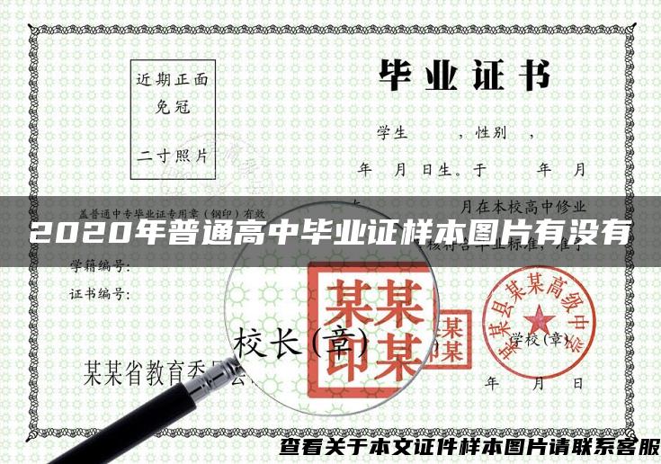 2020年普通高中毕业证样本图片有没有