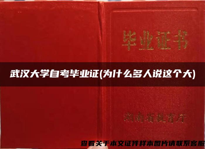 武汉大学自考毕业证(为什么多人说这个大)