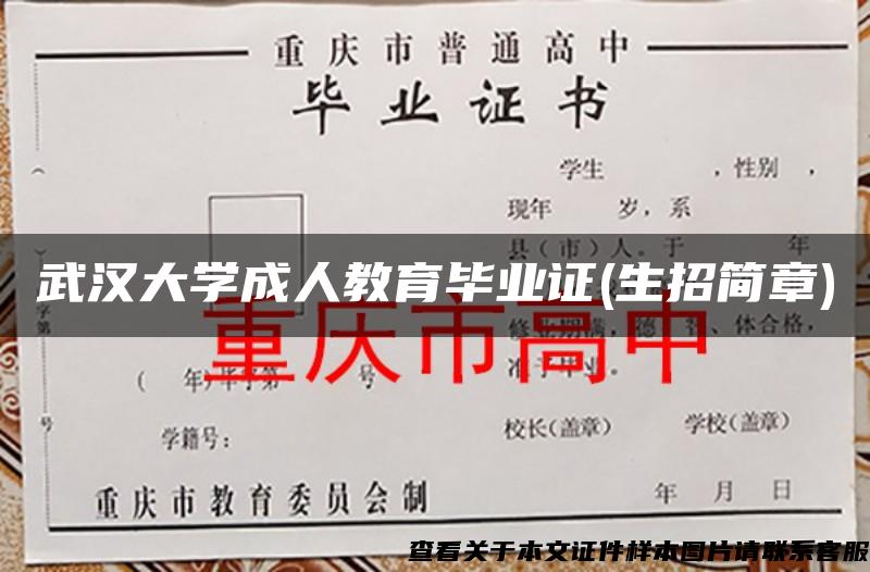 武汉大学成人教育毕业证(生招简章)