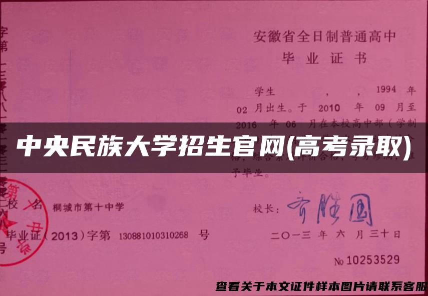 中央民族大学招生官网(高考录取)