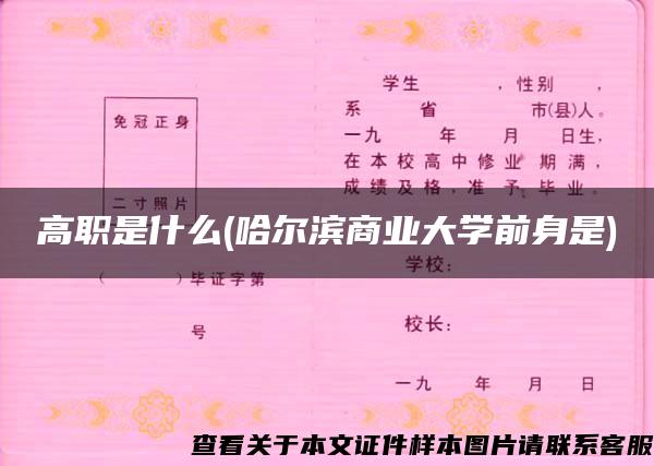 高职是什么(哈尔滨商业大学前身是)