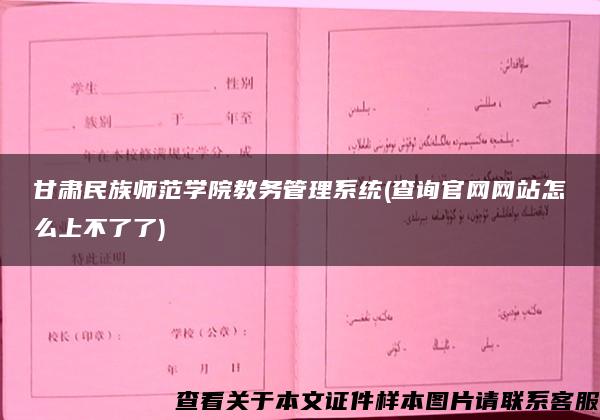 甘肃民族师范学院教务管理系统(查询官网网站怎么上不了了)