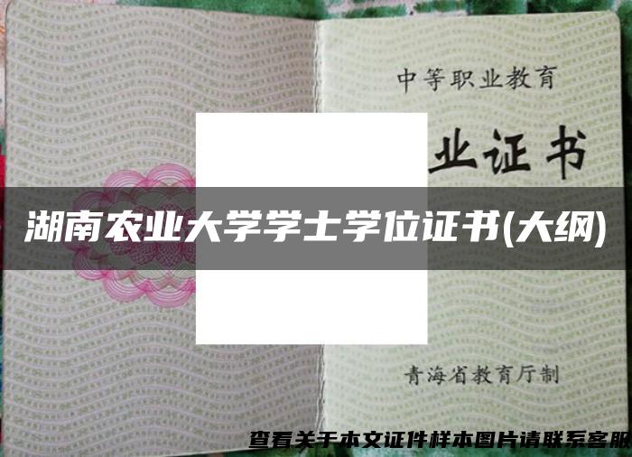 湖南农业大学学士学位证书(大纲)