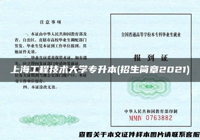 上海工程技术大学专升本(招生简章2021)