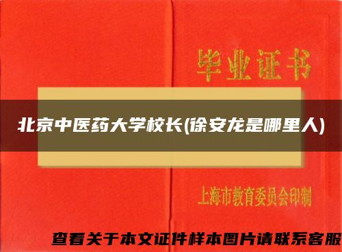 北京中医药大学校长(徐安龙是哪里人)