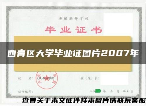 西青区大学毕业证图片2007年