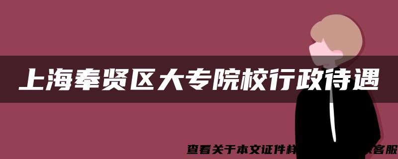 上海奉贤区大专院校行政待遇