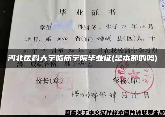 河北医科大学临床学院毕业证(是本部的吗)