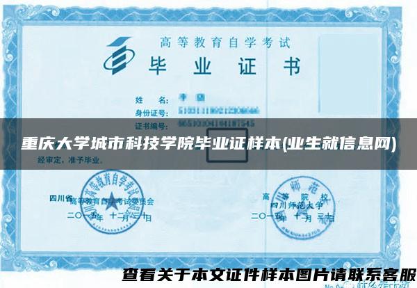 重庆大学城市科技学院毕业证样本(业生就信息网)