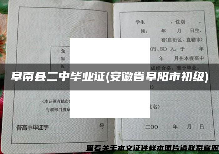 阜南县二中毕业证(安徽省阜阳市初级)