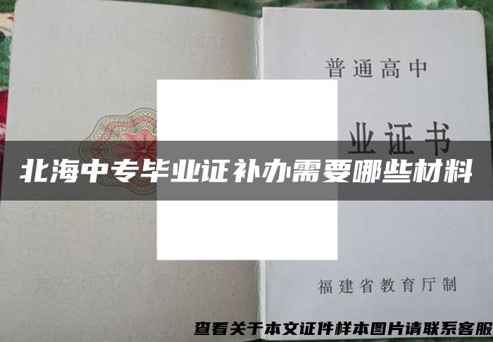 北海中专毕业证补办需要哪些材料