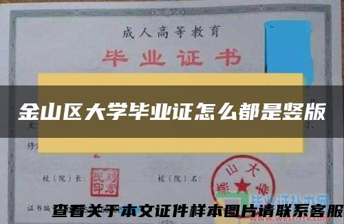 金山区大学毕业证怎么都是竖版