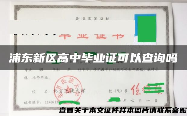 浦东新区高中毕业证可以查询吗