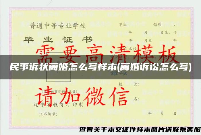 民事诉状离婚怎么写样本(离婚诉讼怎么写)