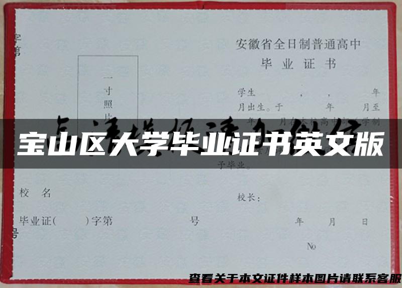 宝山区大学毕业证书英文版