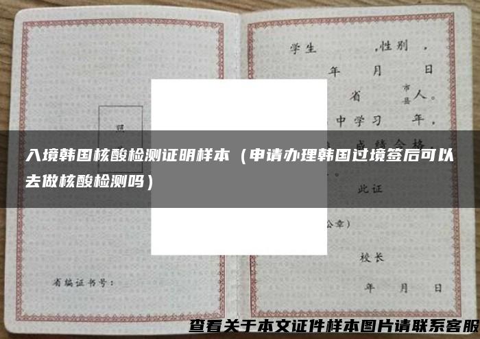 入境韩国核酸检测证明样本（申请办理韩国过境签后可以去做核酸检测吗）