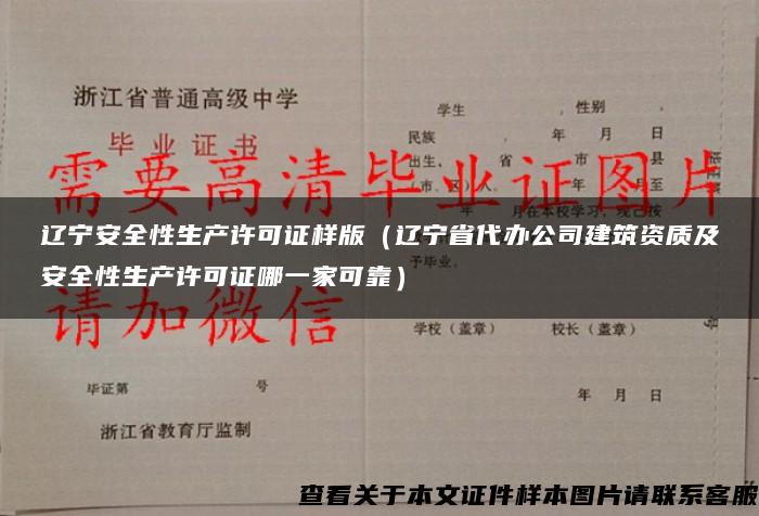 辽宁安全性生产许可证样版（辽宁省代办公司建筑资质及安全性生产许可证哪一家可靠）