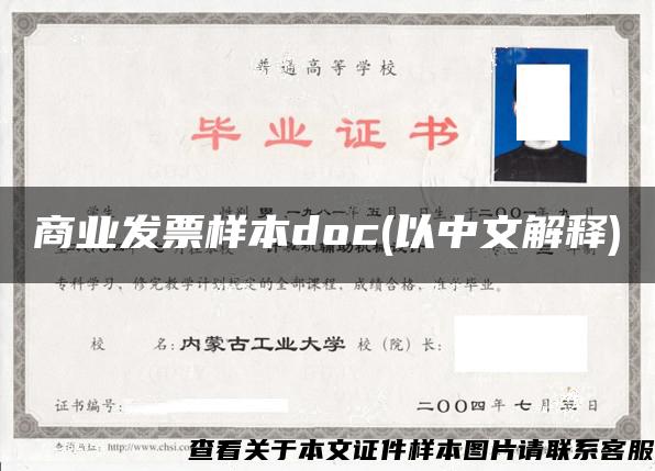 商业发票样本doc(以中文解释)