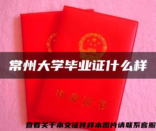 常州大学毕业证什么样