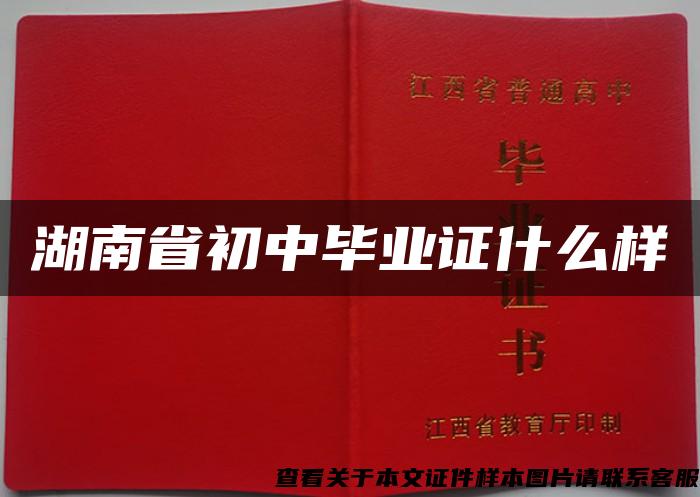 湖南省初中毕业证什么样