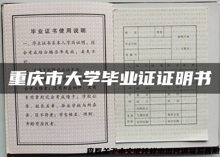 重庆市大学毕业证证明书