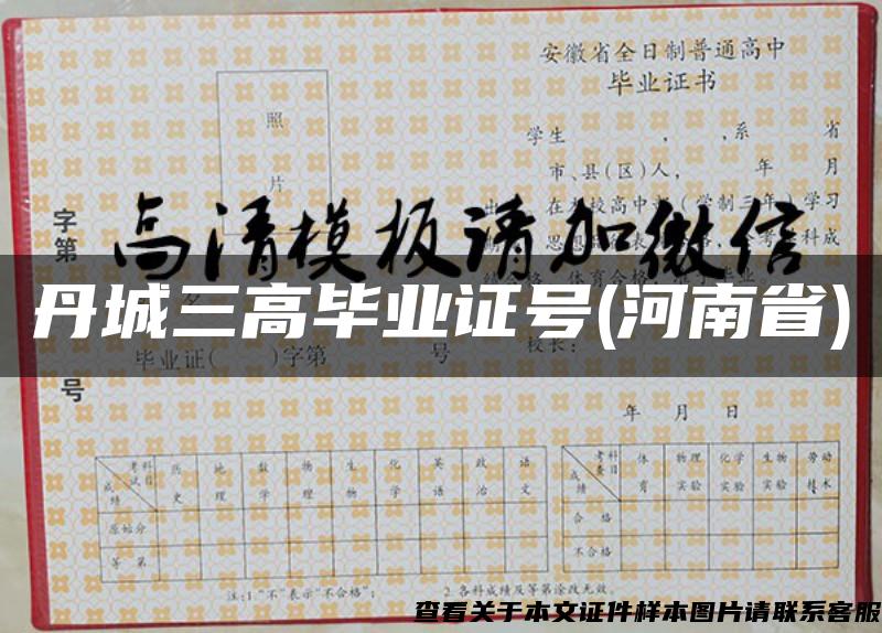 丹城三高毕业证号(河南省)