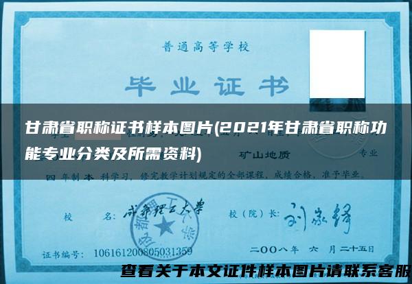 甘肃省职称证书样本图片(2021年甘肃省职称功能专业分类及所需资料)