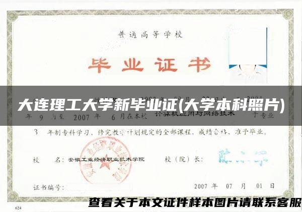 大连理工大学新毕业证(大学本科照片)