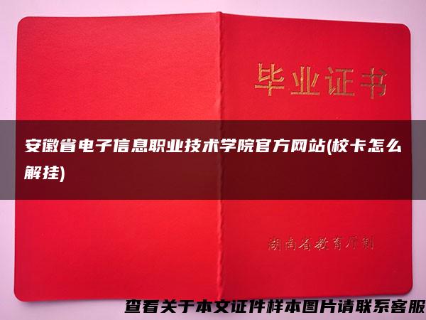 安徽省电子信息职业技术学院官方网站(校卡怎么解挂)