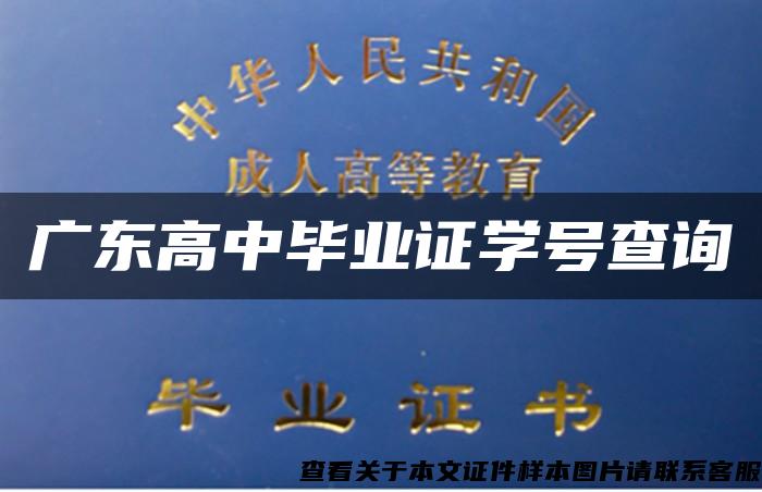 广东高中毕业证学号查询