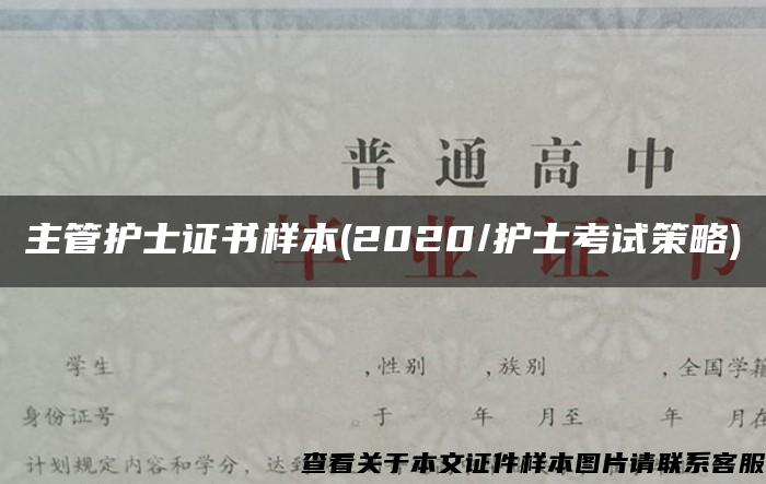 主管护士证书样本(2020/护士考试策略)