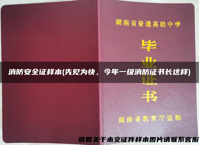 消防安全证样本(先见为快，今年一级消防证书长这样)