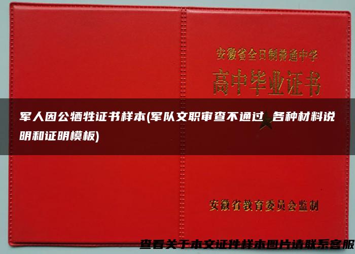 军人因公牺牲证书样本(军队文职审查不通过 各种材料说明和证明模板)
