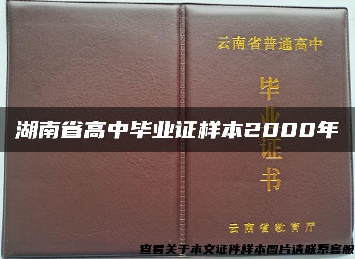 湖南省高中毕业证样本2000年