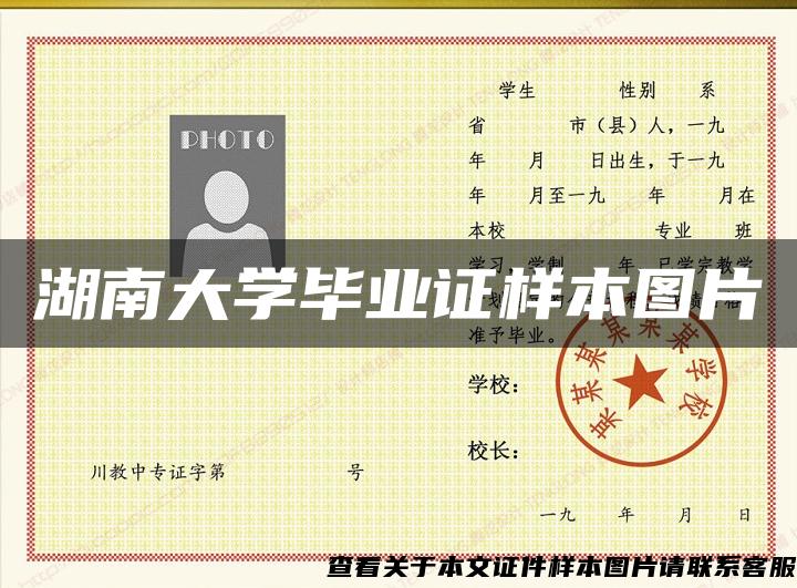 湖南大学毕业证样本图片