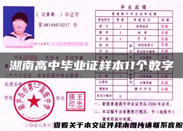 湖南高中毕业证样本11个数字