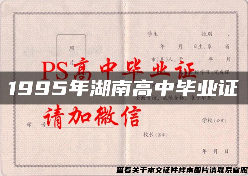 1995年湖南高中毕业证