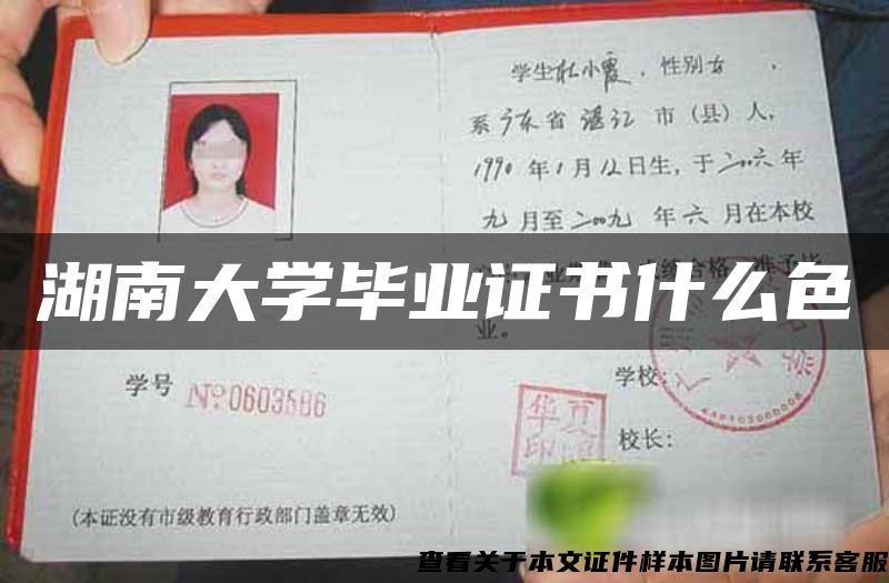 湖南大学毕业证书什么色