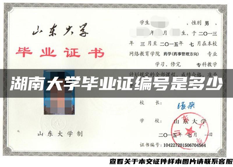 湖南大学毕业证编号是多少