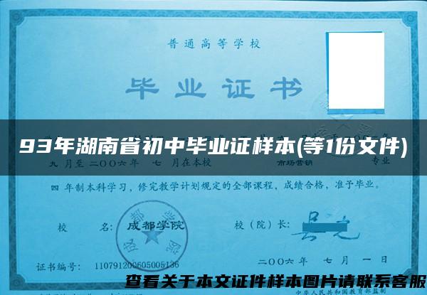 93年湖南省初中毕业证样本(等1份文件)