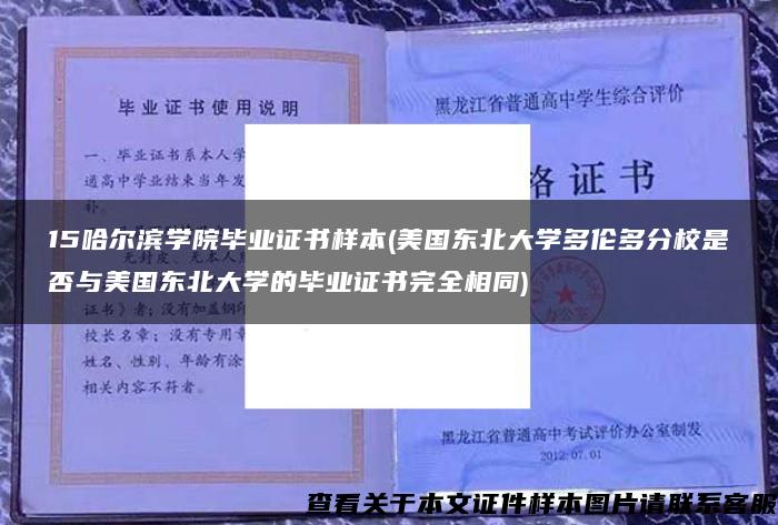 15哈尔滨学院毕业证书样本(美国东北大学多伦多分校是否与美国东北大学的毕业证书完全相同)