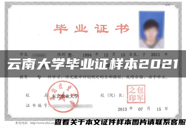 云南大学毕业证样本2021