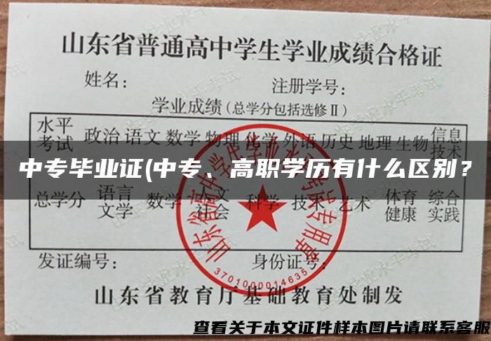 中专毕业证(中专、高职学历有什么区别？